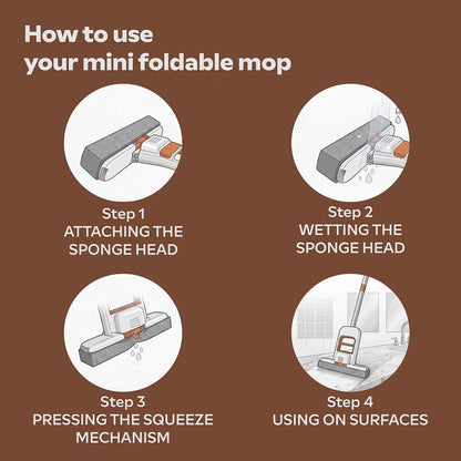 Mini Foldable Mop for Kitchen & Home – Compact Floor Cleaning Mop