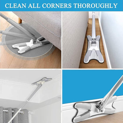 360° Microfiber Floor Mop – Wet & Dry Self-Wringing Flat Mop with Reusable Pads