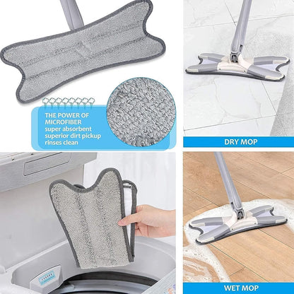 360° Microfiber Floor Mop – Wet & Dry Self-Wringing Flat Mop with Reusable Pads