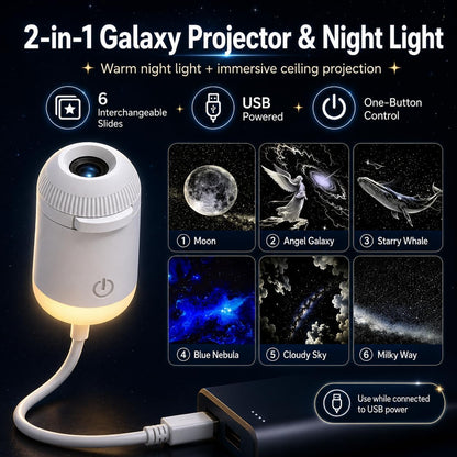 2-in-1 Galaxy Projector Night Light