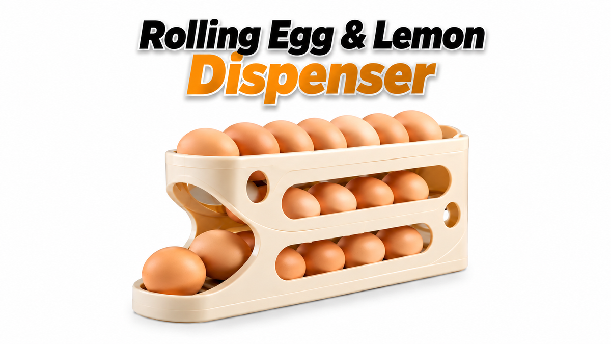 Rolling Egg & Lemon Dispenser for 18-24 Eggs – Fridge Storage Rack