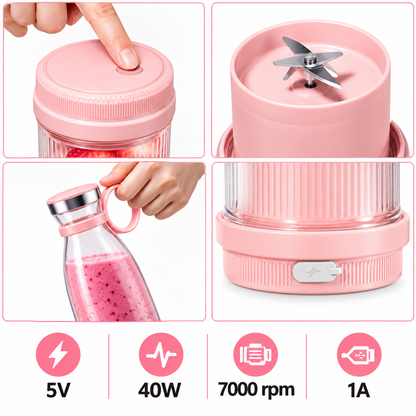 Portable USB Rechargeable Mini Blender – Personal Smoothie & Juice Maker